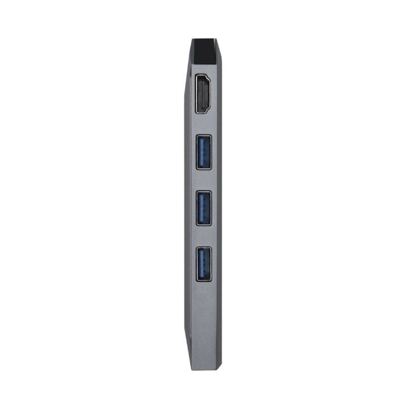 Docking USB Tipo-C Aisens ASUC-8P004-GR/ 1xHDMI 4K/ 3xUSB/ 1xRJ45/ 1xLector Tarjetas / 1xUSB Tipo-C PD/ Gris