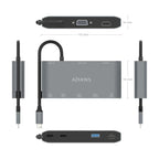 Docking USB Tipo-C Aisens ASUC-8P010-GR/ 1xHDMI 4K/ 1xVGA/ 2xUSB/ 1xRJ45/ 2xUSB Tipo-C/ 1xUSB Tipo-C PD/ Gris