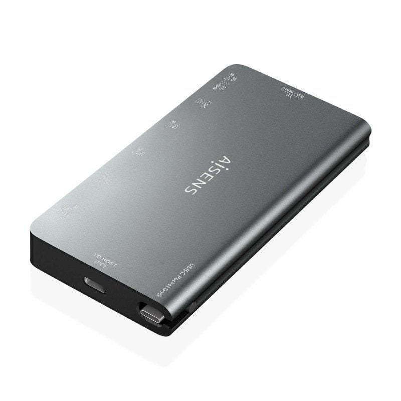 Docking USB Tipo-C Aisens ASUC-8P015-GR/ 1xHDMI 4K/ 3xUSB/ 1xRJ45/ 1xLector Tarjetas / 1xUSB Tipo-C/ Gris