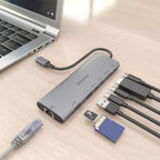 Docking USB Tipo-C Aisens ASUC-8P033-GR/ 1xHDMI 4K/ 1xUSB/ 2xUSB Tipo-C/ 1xRJ45/ 1xLector Tarjetas/ 1xUSB Tipo-C PD/ Gris