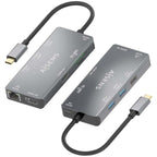 Docking USB Tipo-C Aisens ASUC-9P018-GR/ 2xHDMI 4K/ 3xUSB/ 1xRJ45/ 1xLector Tarjetas/ 1xUSB Tipo-C PD/ Gris
