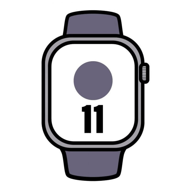 Apple Watch Series 11/ GPS/ Cellular/ 42mm/ Plata/ Correa Deportiva Púrpura (S/M) Hover Image