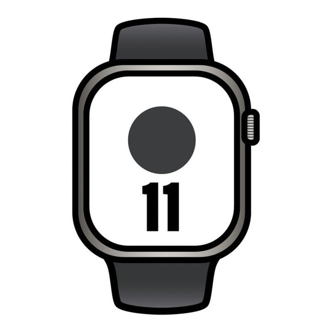 Apple Watch Series 11/ GPS/ Cellular/ 42mm/ Titanio Negro/ Pizarra Correa Deportiva Negro (S/M) Hover Image