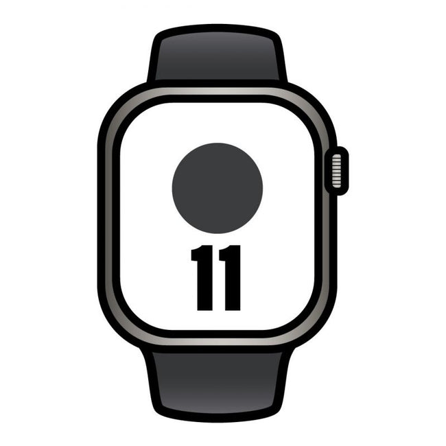Apple Watch Series 11/ GPS/ Cellular/ 42mm/ Titanio Negro/ Pizarra Correa Deportiva Negro (S/M) Hover Image