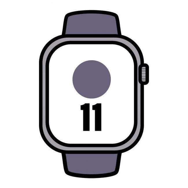 Apple Watch Series 11/ GPS/ Cellular/ 46mm/ Aluminio Plata/ Correa Deportiva Niebla Lila S/M Hover Image