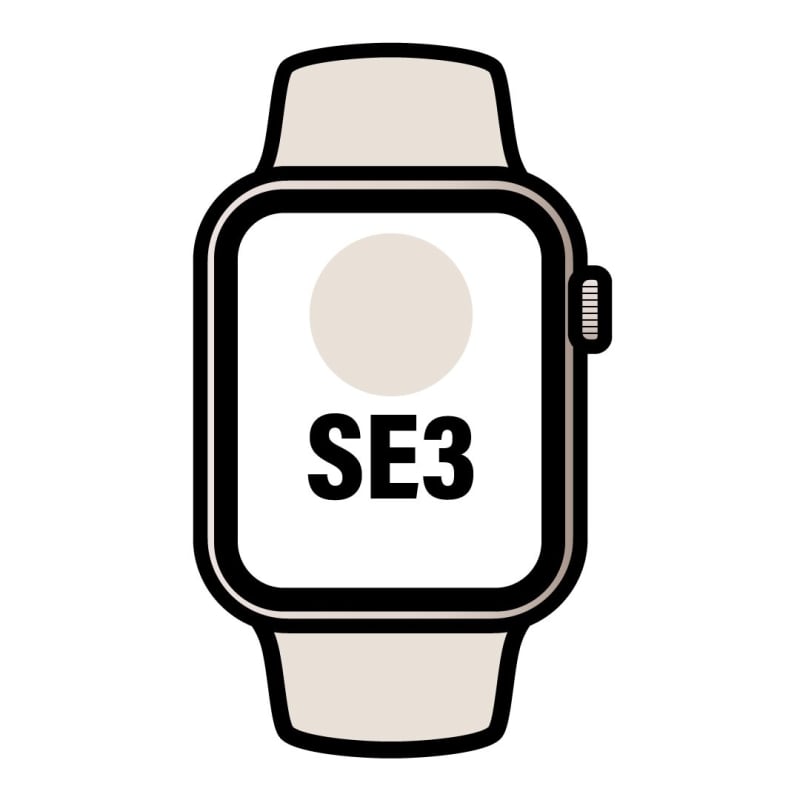 Apple Watch SE3/ GPS/ 44mm/ Caja de Aluminio Blanco Estrella/ Correa Deportiva Arena M/L