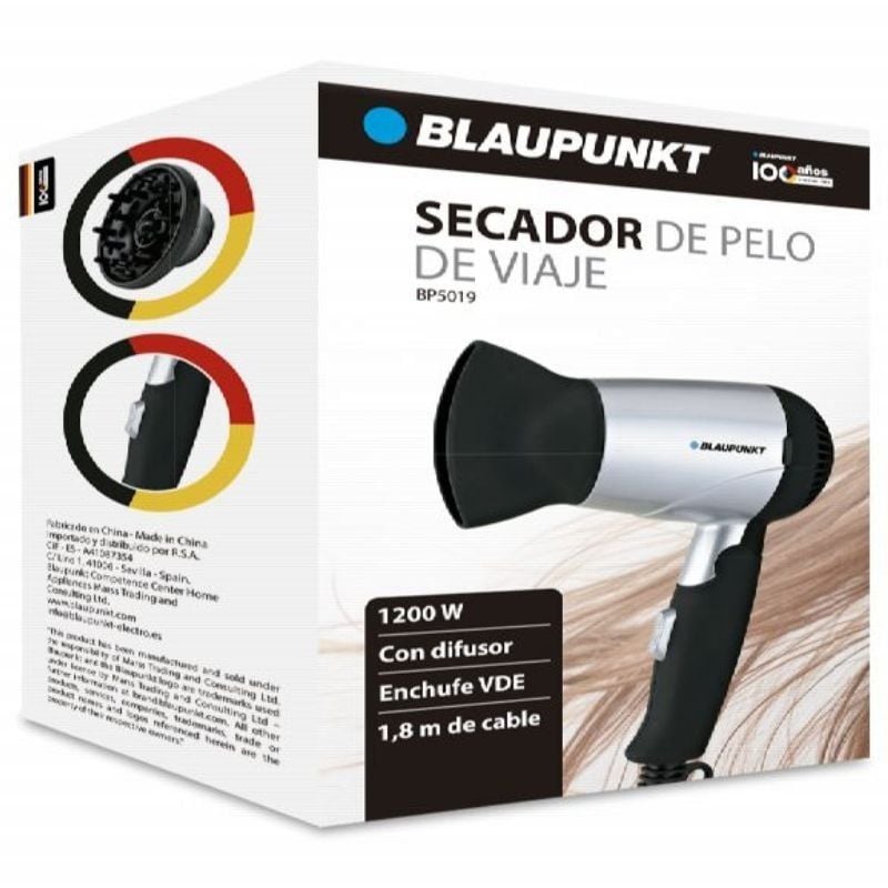 Secador Blaupunkt BP5019/ 1200W/ Negro y Plata