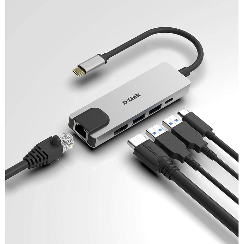 Docking USB Tipo-C D-Link DUB-M520/ 2xUSB/ 1xUSB Tipo-C/ 1xHDMI 4K/ 1xRJ45/ 1xThunderbolt/ Gris