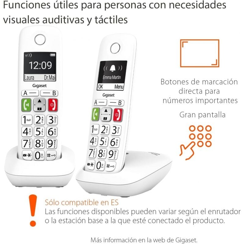 Teléfono Inalámbrico Gigaset E290/ Pack DUO/ Blanco