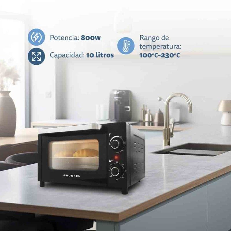 Horno de Sobremesa Grunkel HR-10MINI/ 1600W/ Capacidad 10L/ Negro