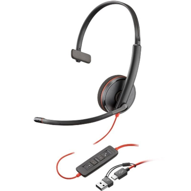 Auricular Poly Blackwire 3210 + Adaptador USB-C/A/ con Micrófono/ USB Tipo-C/ Bulk/ Negro Hover Image