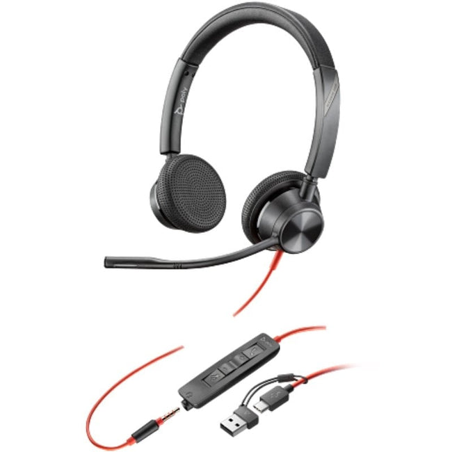 Auriculares Poly Blackwire 3325 + Adaptador USB-C/A/ con Micrófono/ Jack 3.5mm/ Negro Hover Image