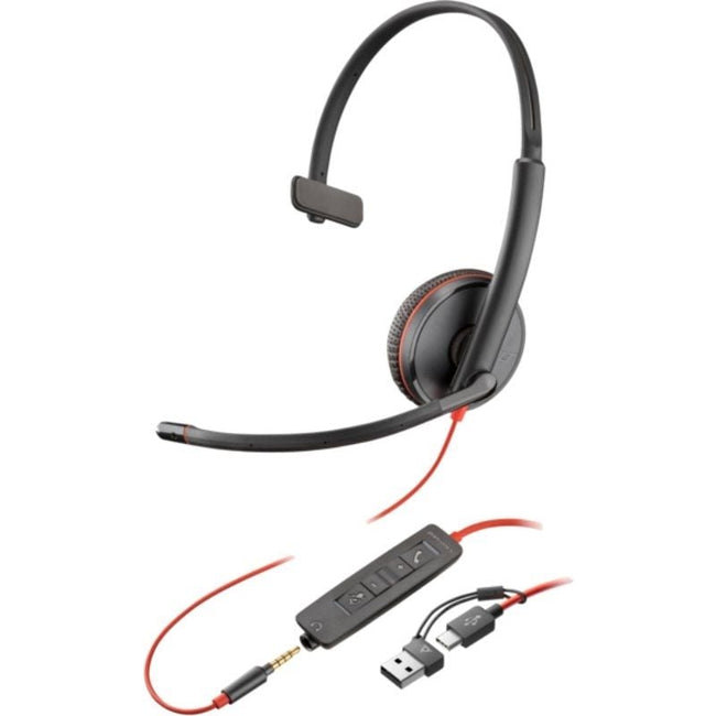 Auricular Poly Blackwire 3215 + 3.5mm + Adaptador USB-C/A/ con Micrófono/ Jack 3.5 - USB Tipo-C/ Bulk/ Negro Hover Image