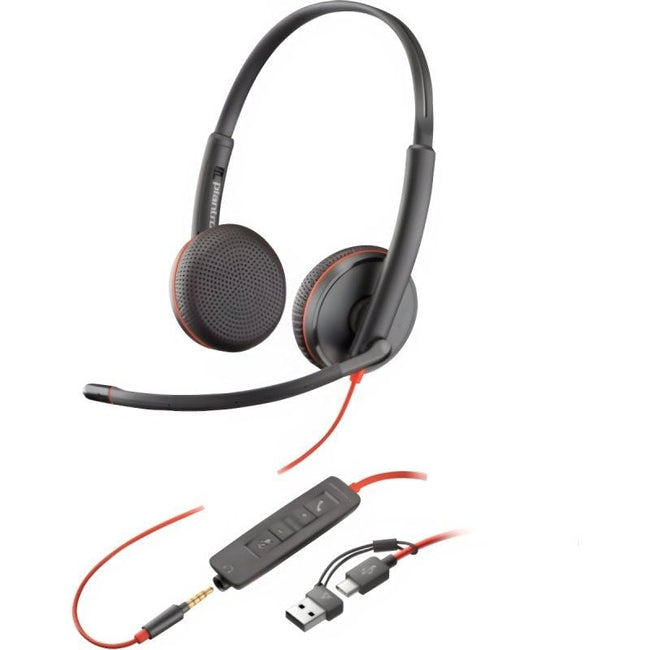 Auriculares Poly Blackwire 3225 + 3.5 mm + Adaptador USB-C/A/ con Micrófono/ Jack 3.5 - USB Tipo-C/ Bulk/ Negros Hover Image