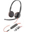 Auriculares Poly Blackwire 3225 + 3.5 mm + Adaptador USB-C/A/ con Micrófono/ Jack 3.5 - USB Tipo-C/ Bulk/ Negros
