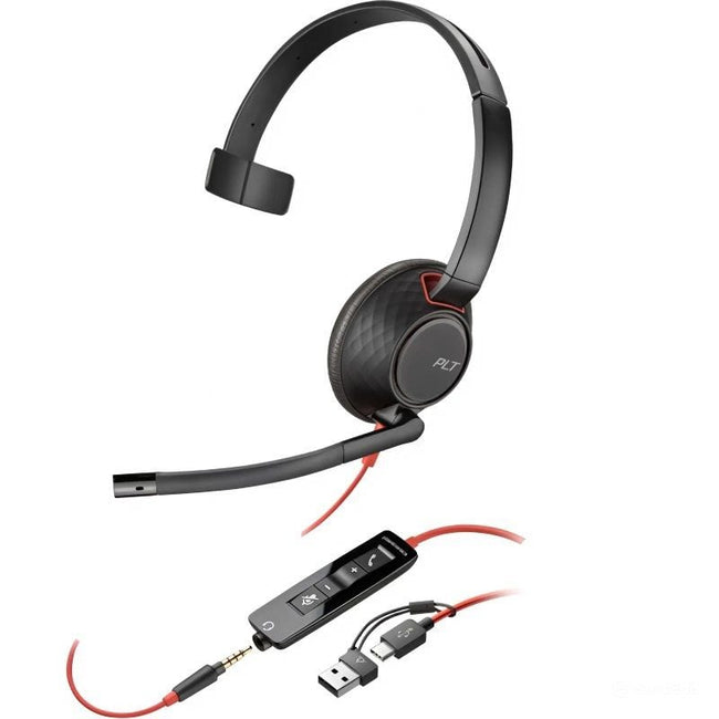 Auricular Poly Blackwire 5210 + 3.5 mm + Adaptador USB-C/A/ con Micrófono/ Jack 3.5 - USB Tipo-C/ Jack 3.5 - USB Tipo-C/ Bulk/ Negros Hover Image