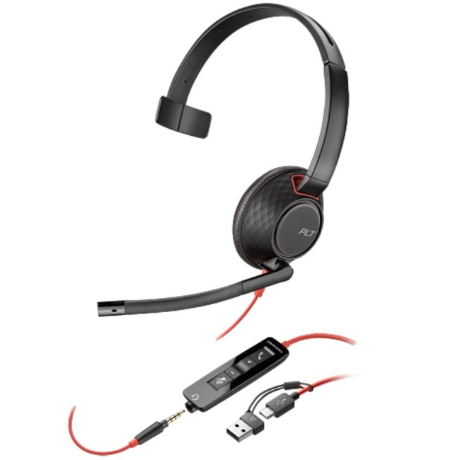 Auricular Poly Blackwire 5210 + Adaptador USB-C/A/ con Micrófono/ Jack 3.5mm/ Negro Hover Image