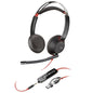 Auriculares Poly Blackwire 5220 USB-C + 3.5 mm + Adaptador USB-C/A/ con Micrófono/ Jack 3.5 - USB Tipo-C/ Bulk/ Negros