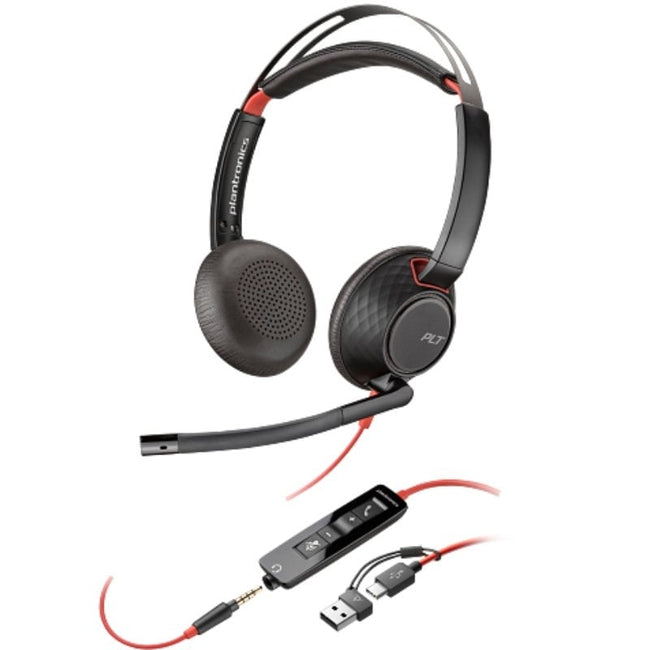 Auriculares Poly Blackwire 5220 + Adaptador USB-C/A/ con Micrófono/ Jack 3.5mm/ Negro Hover Image