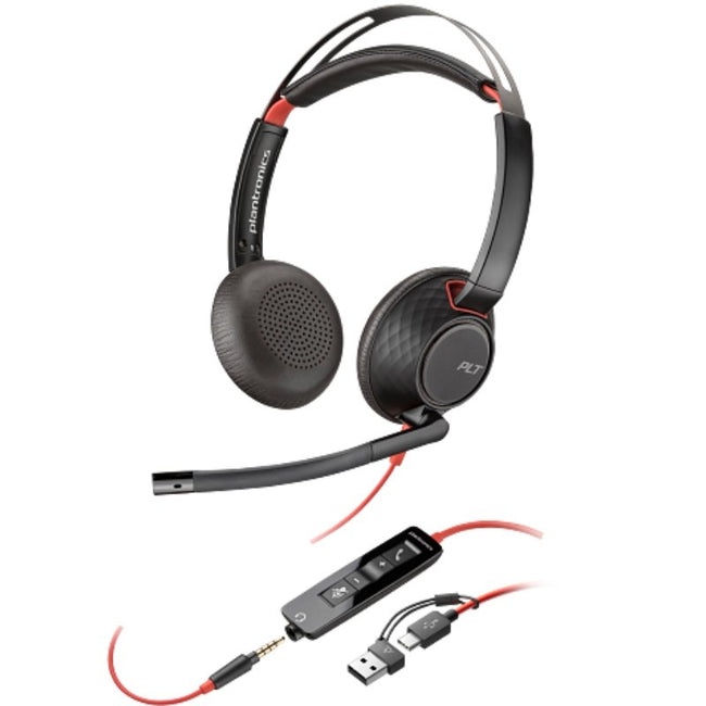 Auriculares Poly Blackwire 5220 + Adaptador USB-C/A/ con Micrófono/ Jack 3.5mm/ Negro Hover Image