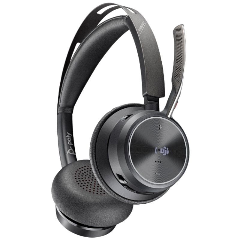 Auriculares Inalámbricos Poly Voyager Focus 2 Microsoft Teams + Adaptador USB-C-A + Soporte de Carga/ con Micrófono/ Bluetooth/ Negros
