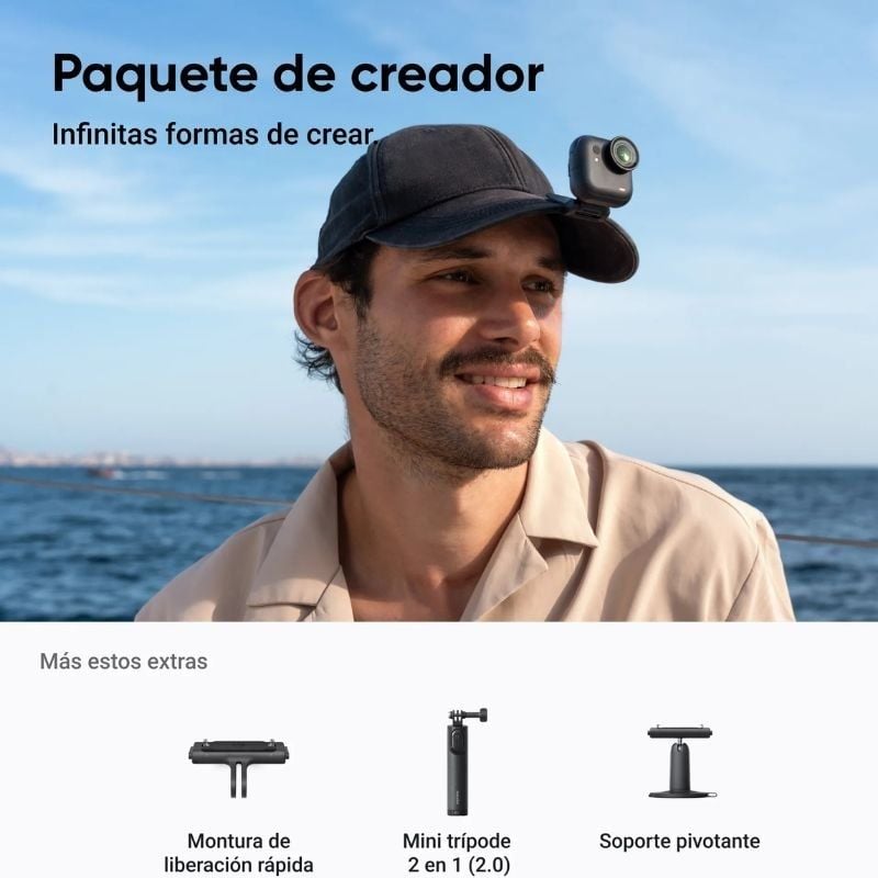 Cámara Digital Deportiva Insta360 GO Ultra Pack Creador/ 4K/ ngulo de visión 360/ Negra