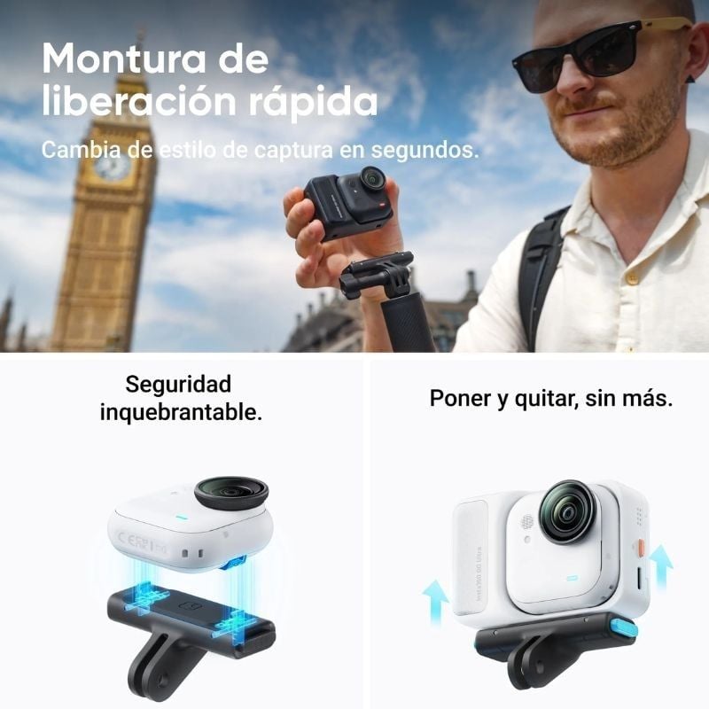 Cámara Digital Deportiva Insta360 GO Ultra Pack Creador/ 4K/ ngulo de visión 360/ Negra