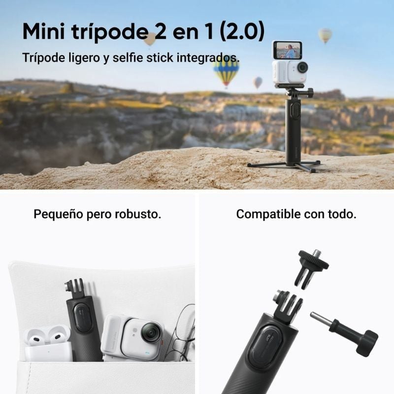 Cámara Digital Deportiva Insta360 GO Ultra Pack Creador/ 4K/ ngulo de visión 360/ Negra