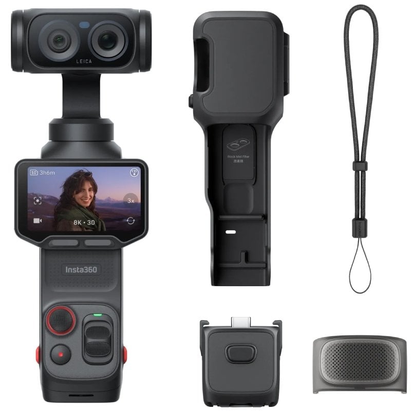 Cámara Digital Deportiva Insta360 Luna Pro/ 8K/ ngulo de visión 360/ Negra