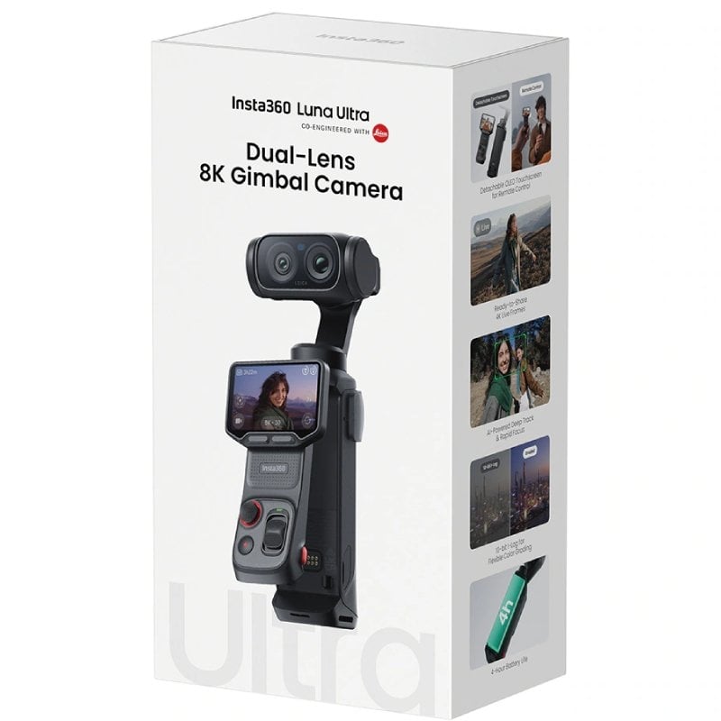Cámara Digital Deportiva Insta360 Luna Pro/ 8K/ ngulo de visión 360/ Negra