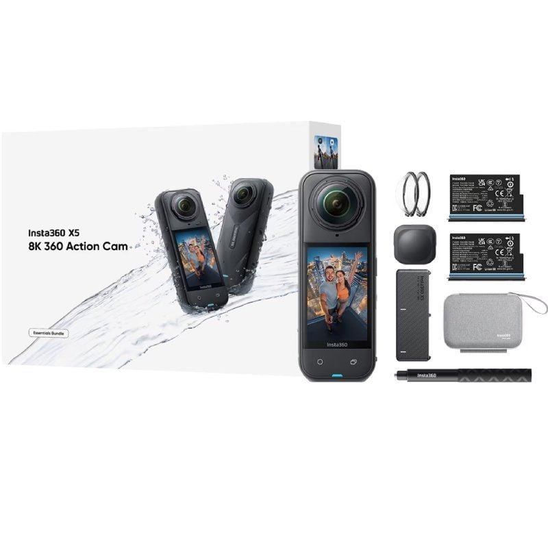 Cámara Digital Deportiva Insta360 X5 Essecial Kit/ 8K/ ngulo de visión 360/ Negra