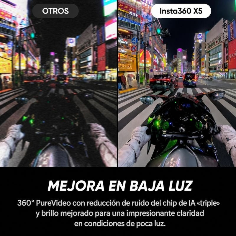 Cámara Digital Deportiva Insta360 X5 Motorcycle Bundle/ 8K/ ngulo de visión 360/ Negra