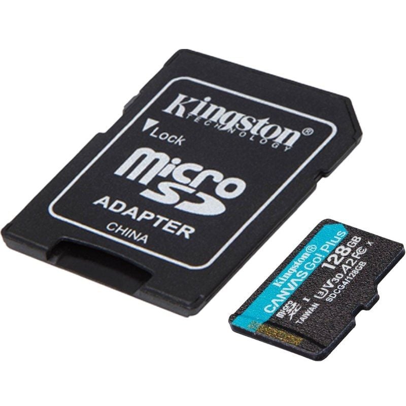 Tarjeta de Memoria Kingston CANVAS Go! Plus 128GB microSD XC con Adaptador/ Clase 10/ 200MBs