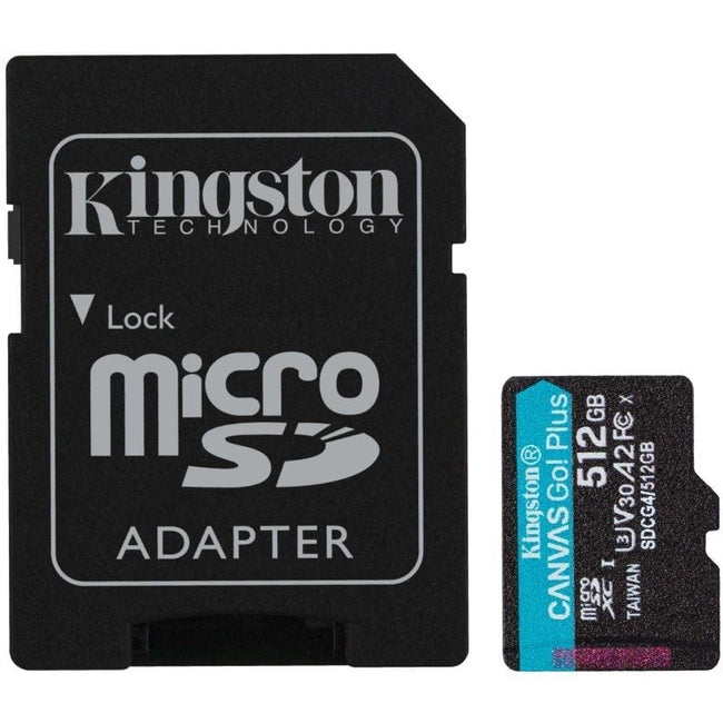 Tarjeta de Memoria Kingston CANVAS Go! Plus 512GB microSD XC con Adaptador/ Clase 10/ 200MBs Hover Image