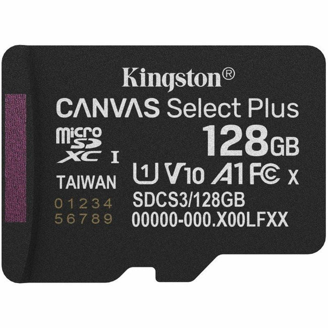 Tarjeta de Memoria Kingston CANVAS Select Plus 128GB microSD XC/ Clase 10/ 150MBs Hover Image