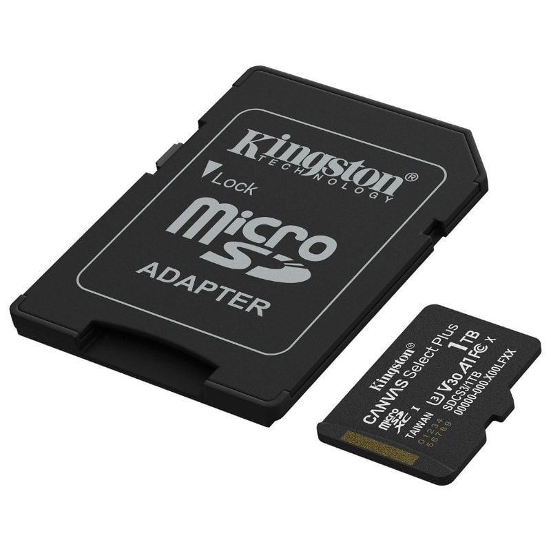 Tarjeta de Memoria Kingston CANVAS Select Plus 1TB microSD XC con Adaptador/ Clase 10/ 150MBs