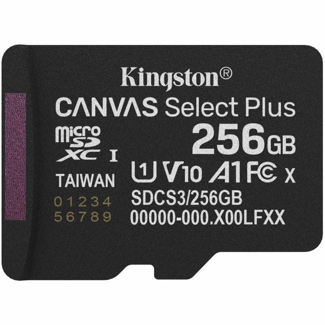 Tarjeta de Memoria Kingston CANVAS Select Plus 256GB microSD XC/ Clase 10/ 150MBs Hover Image
