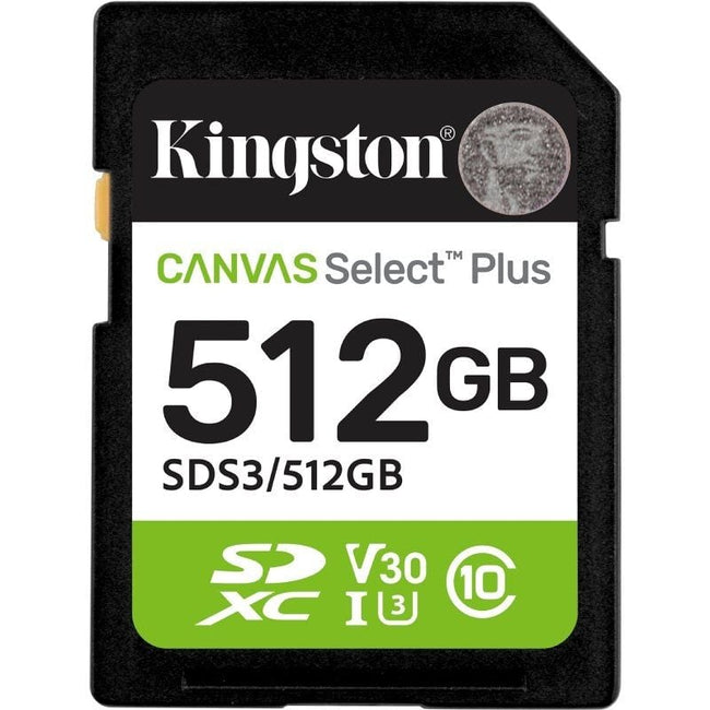 Tarjeta de Memoria Kingston CANVAS Select Plus 512GB SD XC/ Clase 10/ 150MBs Hover Image