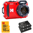 Pack Cámara Digital Kodak Pixpro WPZ2RD6 + 2 Baterías + 1 MicroSD/ 16MP/ Zoom ptico 4x/ Rojo