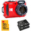 Pack Cámara Digital Kodak Pixpro WPZ2RD6 + 2 Baterías + 1 MicroSD/ 16MP/ Zoom ptico 4x/ Rojo