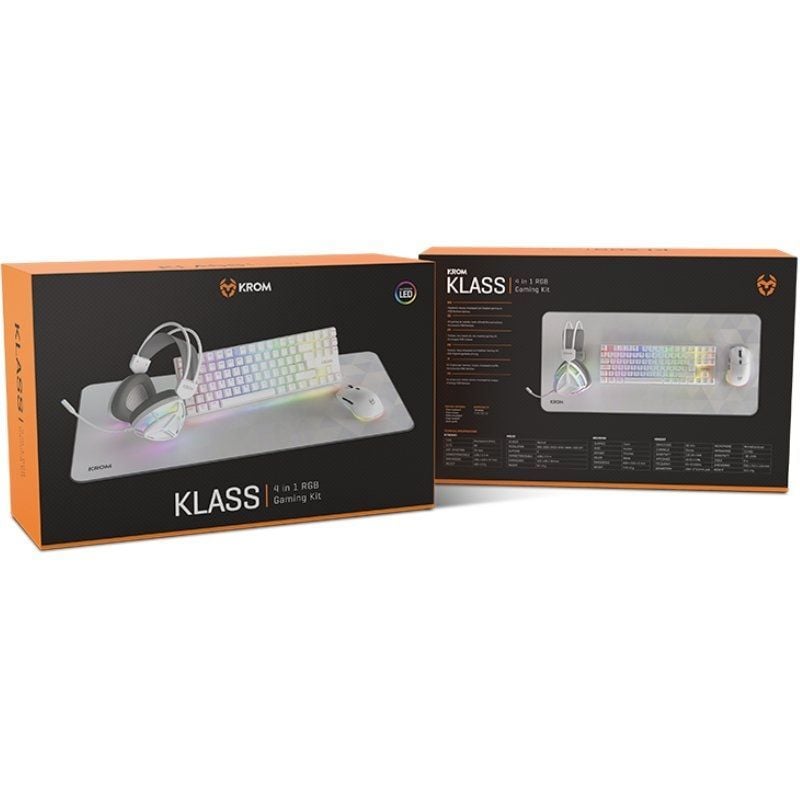 Pack Gaming Krom Klass/ Teclado RGB + Ratón ptico RGB + Alfombrilla + Auriculares RGB