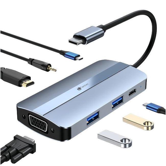 Docking USB Tipo-C Leotec LEDS04/ 2xUSB/ 1xUSB Tipo-C/ 1xUSB Tipo-C PD/ 1xHDMI 4K/ 1xVGA/ 1xAudio/ Azul Hover Image