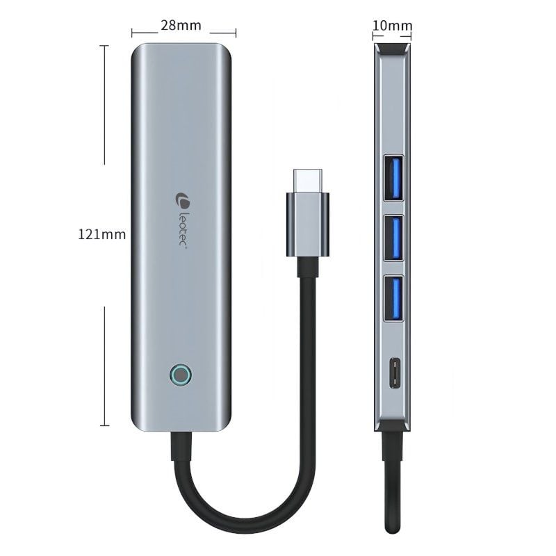 Docking USB Tipo-C Leotec LEDS05/ 3xUSB/ 1xUSB Tipo-C PD/ 1xHDMI 4K/ Gris