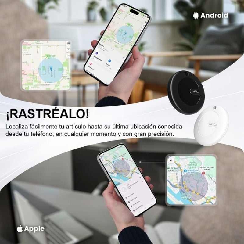 Localizador Leotec EasyTag Dual/ Negro/ Incluye Llavero Marrón