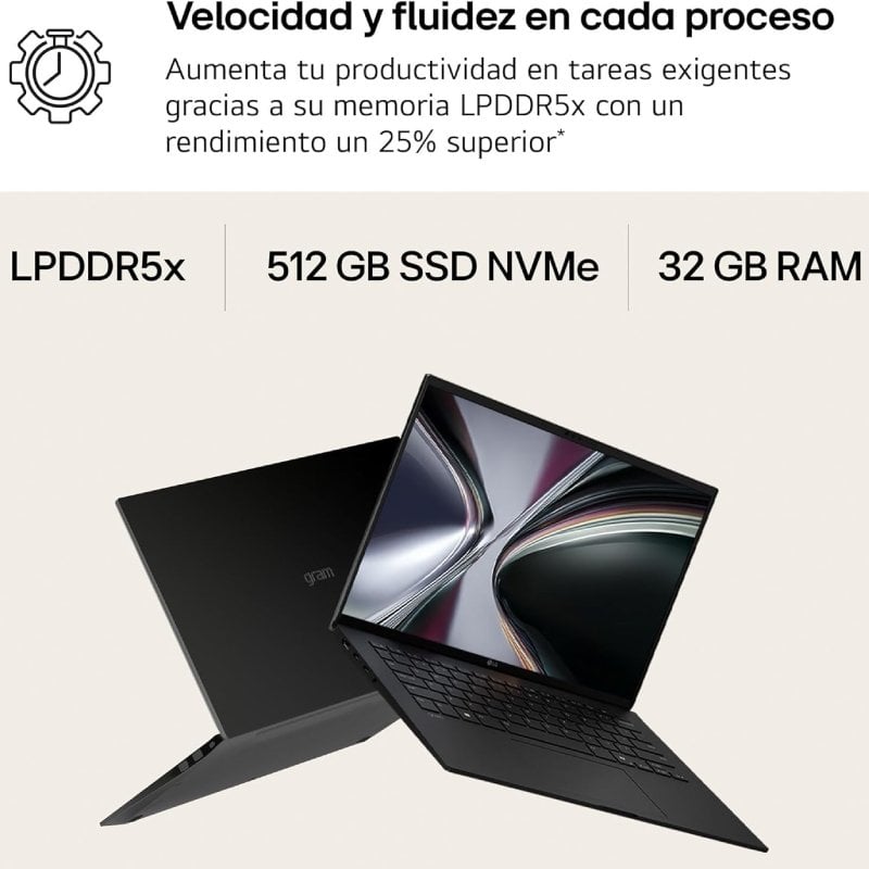 Portátil LG Gram 14Z95U-G.AU85BN Ryzen AI 7 450/ 32GB/ 512GB SSD/ 14"/ Win11