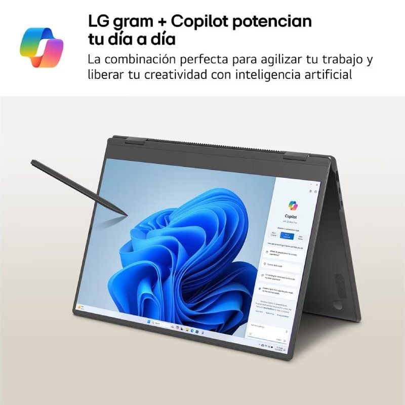Portátil Convertible LG Gram Pro 2en1 16T90TP-K.AD88B Intel Core Ultra 7-255H/ 32GB/ 1TB SSD/ 16" Táctil/ Win11