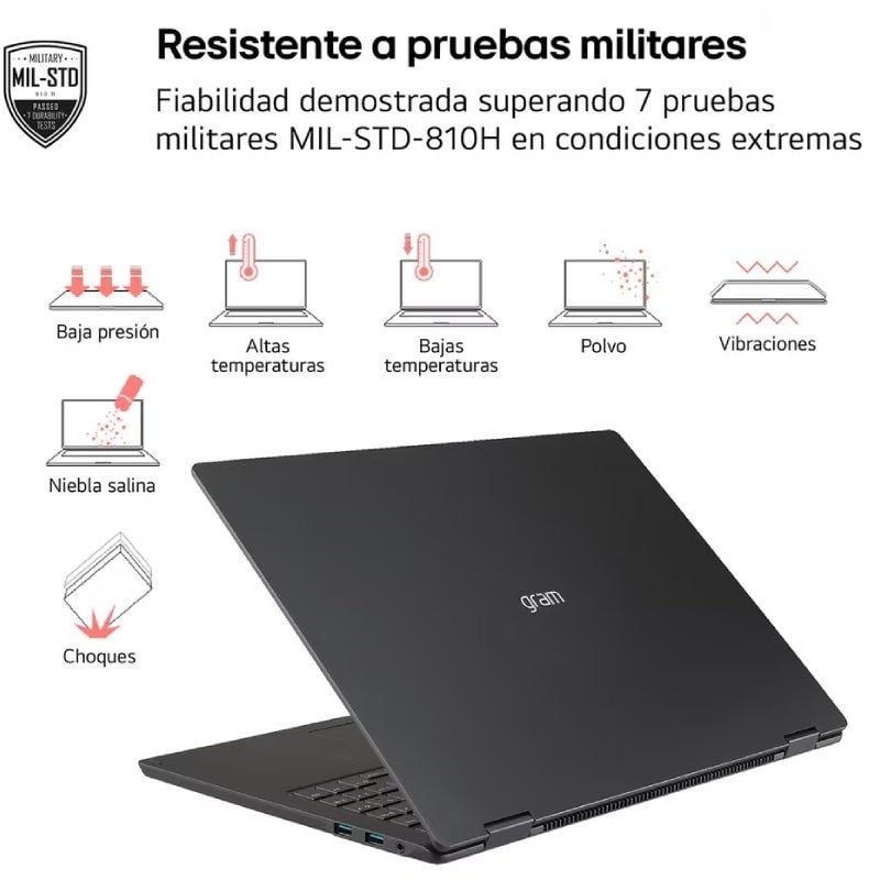 Portátil Convertible LG Gram Pro 2en1 16T90TP-K.AD88B Intel Core Ultra 7-255H/ 32GB/ 1TB SSD/ 16" Táctil/ Win11