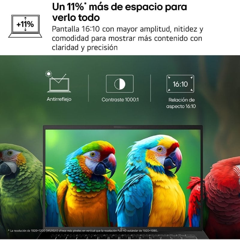 Portátil LG Gram 16UD55U-G.AX55BN Ryzen AI 5 430/ 16GB/ 512GB SSD/ 16"/ Sin Sistema Operativo