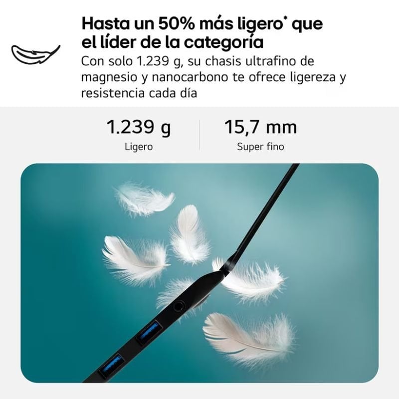Portátil LG Gram 16Z90TL-V.AZ85BN Intel Core Ultra 7-258V/ 32GB/ 512GB SSD/ 16"/ Win11 Pro