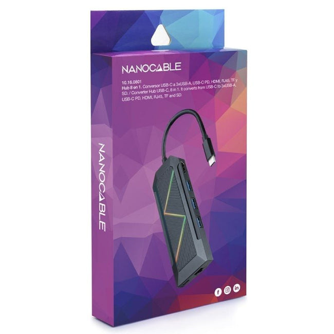 Docking USB Tipo-C Nanocable 10.16.0801/ 3xUSB/ 1xUSB Tipo-C PD/ 1xHDMI/ 1xRJ45/ 1xLector Tarjetas SD TF Main Image